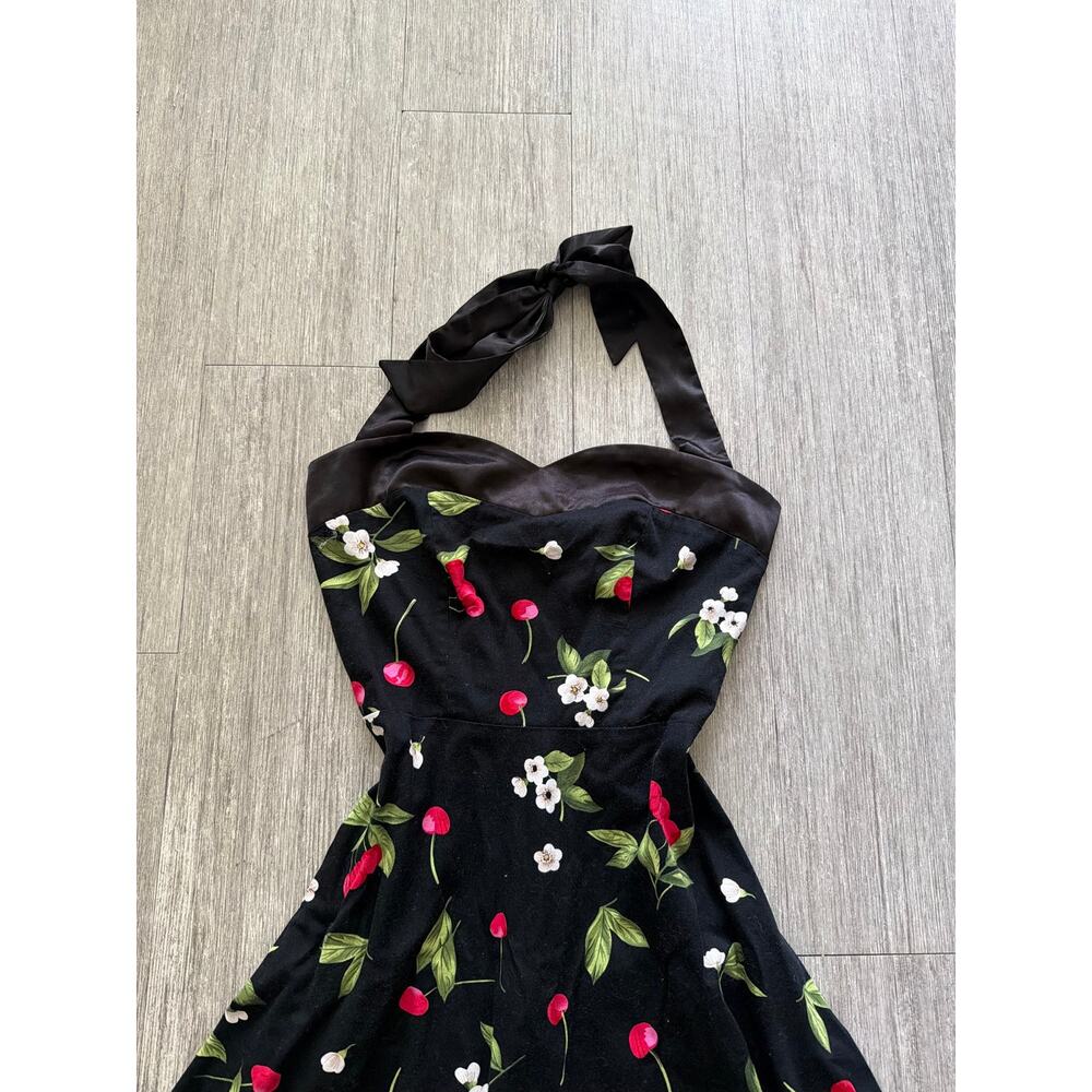 Cherry Print Halter Neck Dress - Picture 2 of 7